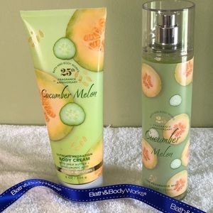 🌟NEW🌟 Bath & Body Works BBW Cucumber Melon 2 piece Set. Body cream & mist